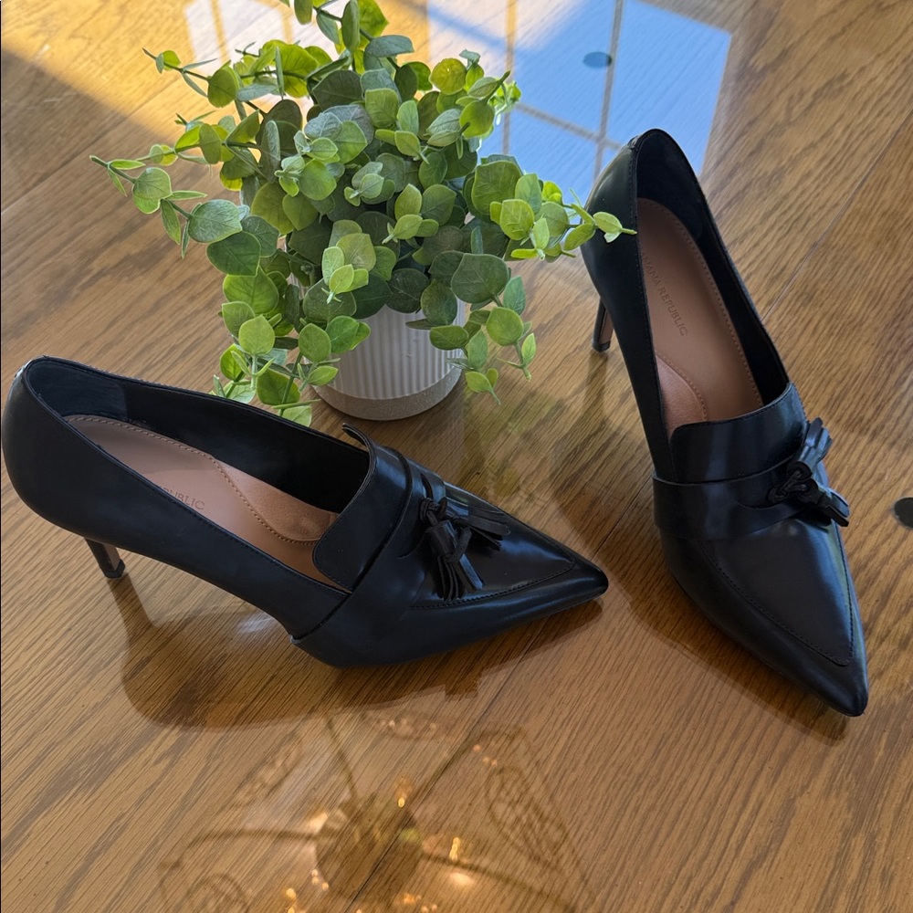 Banana Republic Black Pointed-Toe Tassel Stiletto Pumps